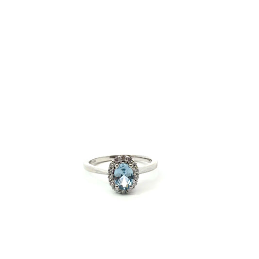 Sterling Silver Oval Cut Aquamarine Ring