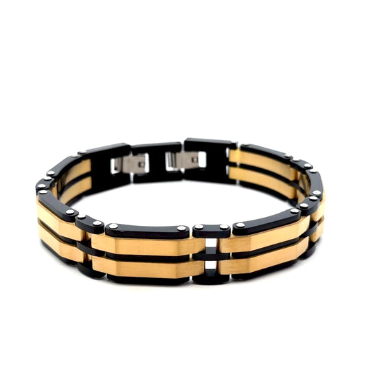 Stainless Steel Black & Gold Bracelet