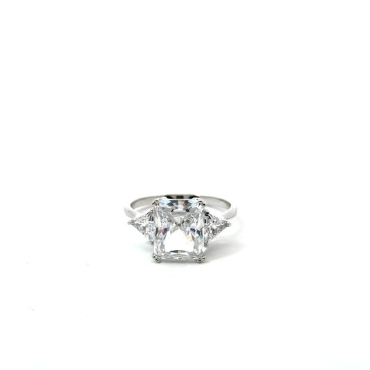 Sterling Silver Radiant Three-Stone Ring