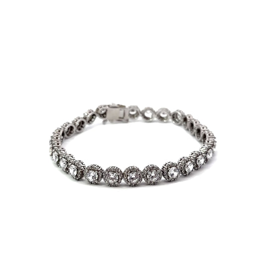 Sterling Silver Round Cubic Zirconia Tennis Bracelet