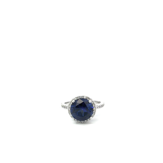 Sterling Silver Round Sapphire Ring