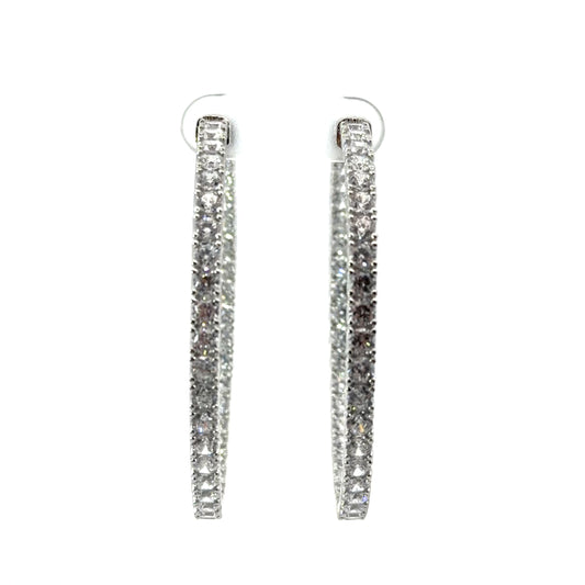 Sterling Silver Cubic Zirconia Hoop Earrings