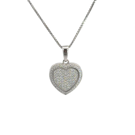 Sterling Silver Heart Shaped Cubic Zirconia Necklace