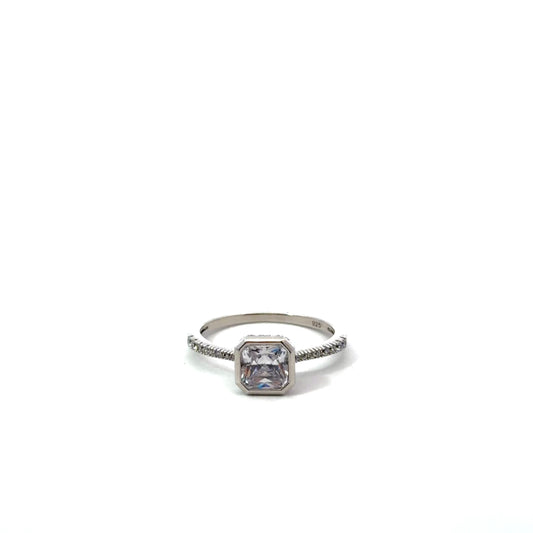 Sterling Silver Contemporary Style Engagement Ring