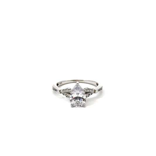 Sterling Silver Teardrop Engagement Ring