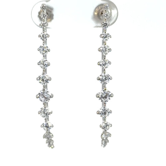 Curved Drop Round Cut Cubic Zirconia Earrings