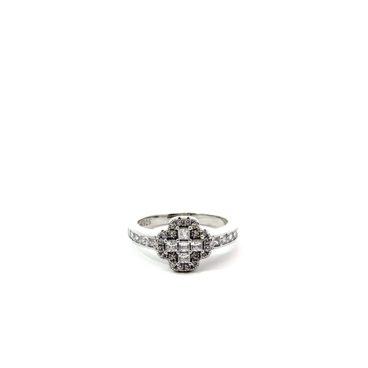 Sterling Silver Cubic Zirconia Cross Design Ring