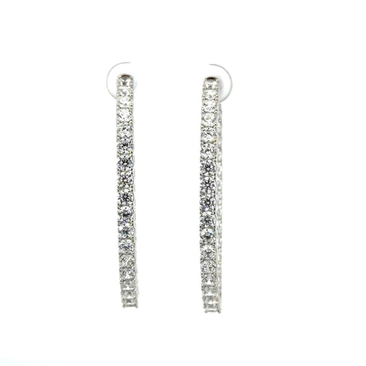 Sterling Silver Cubic Zirconia Hoop Earrings