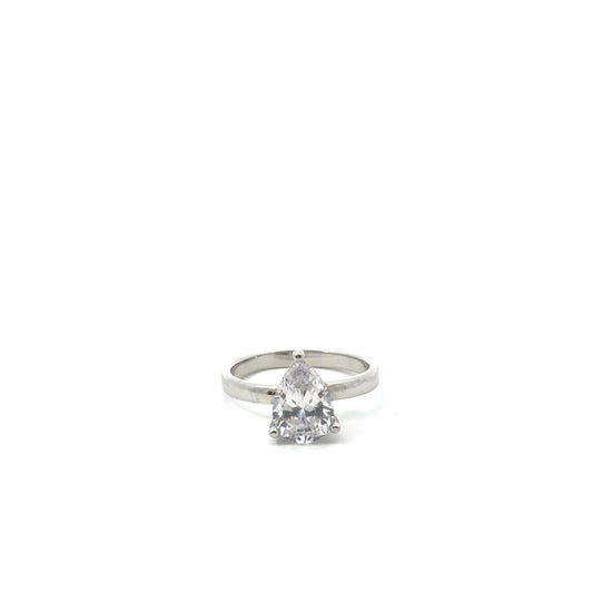 Sterling Silver Pear Cut Cubic Zirconia Ring