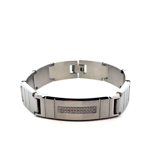 Stainless Steel Fancy Bracelet with Micro Pave setting Cubic Zirconia
