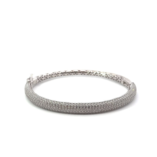 Sterling Silver Pavé Cubic Zirconia Bangle Bracelet