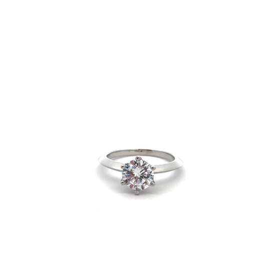 Sterling Silver Solitaire Cubic Zirconia Ring