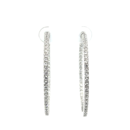 Sterling Silver Cubic Zirconia Hoop Earrings