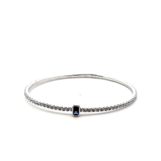 Elegant Sterling Silver Sapphire Bangle Bracelet