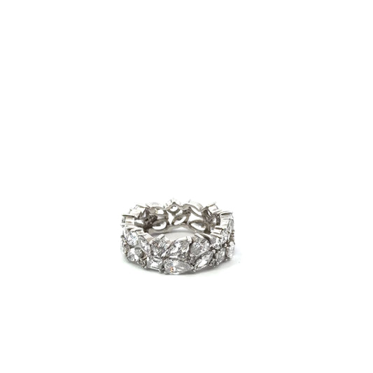 Sterling Silver Multi Cut Eternity Band