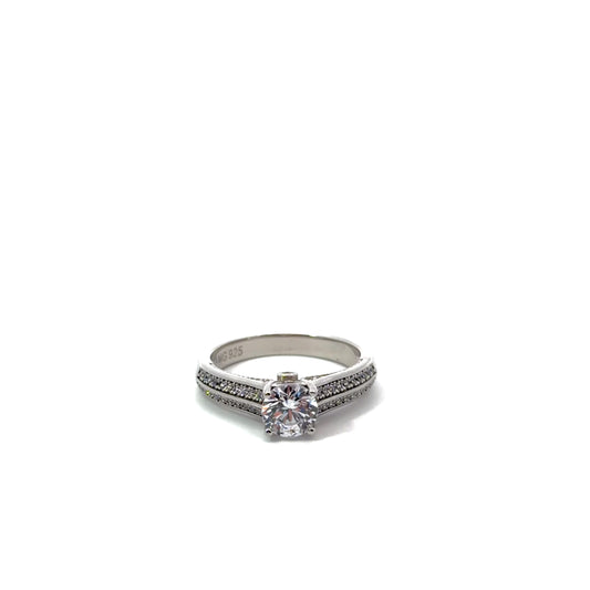 Sterling Silver Pavé Encrusted Engagement Ring