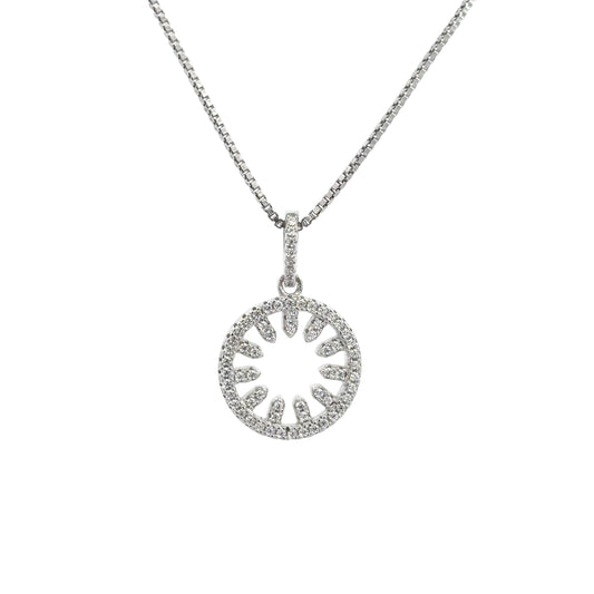 Sterling Silver Sunburst Cubic Zirconia Necklace
