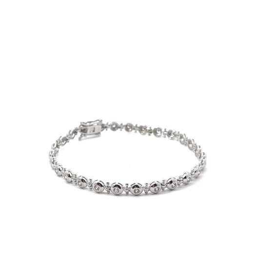 Sterling Silver Bezel Setting With Round Cubic Zirconia Tennis Bracelet