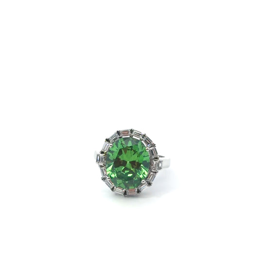 Sterling Silver Emerald cocktail Ring