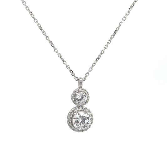 Double Drop Cubic Zirconia Pendant Necklace