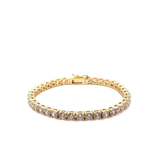 Sterling Silver Gold Plated Cubic Zirconia Tennis Bracelet