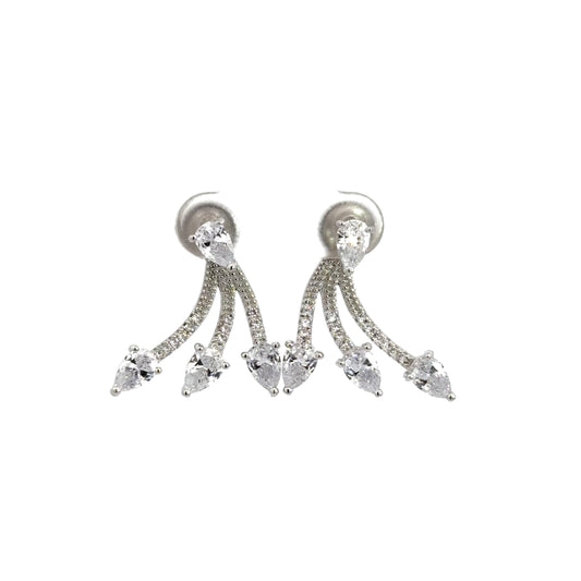 Three- Tier Cubic Zirconia Ear Jacket Earrings