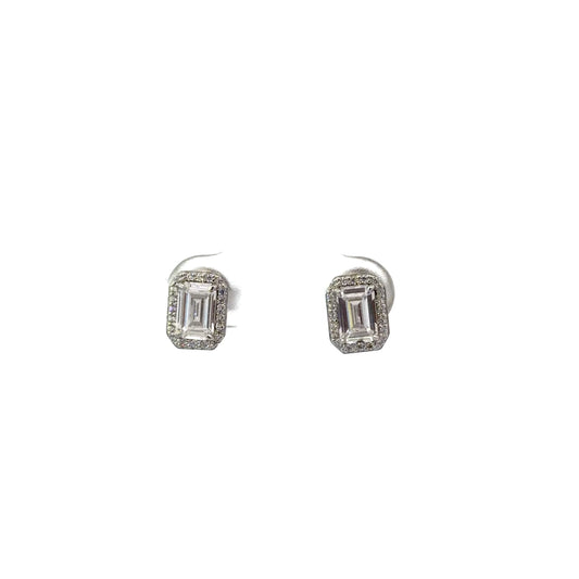 Sterling Silver Emerald Cut Stud Earrings