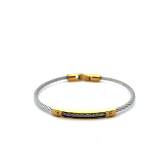 Stainless Steel with Gold Cable Bracelet