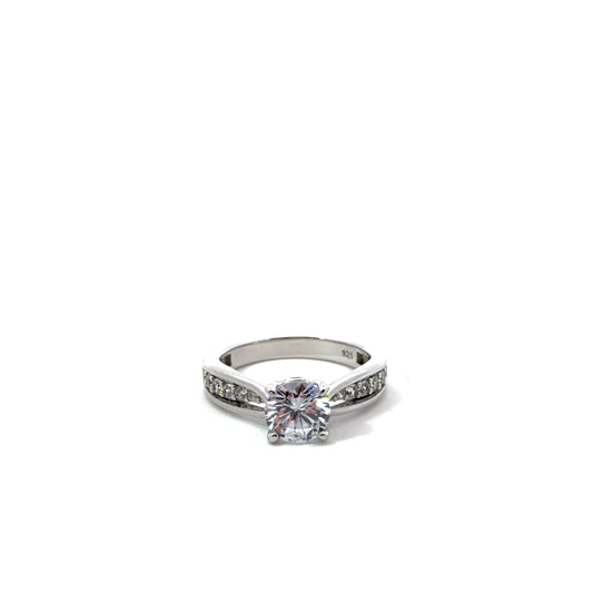 Sterling Silver Cathedral Style Engagement Ring