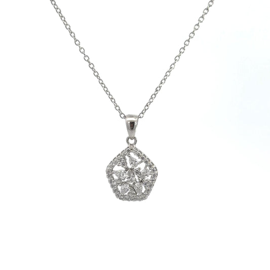 Sterling Silver Pentagonal Style Cubic Zirconia Necklace
