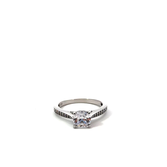 Sterling Silver Princess Cut Engagement Ring