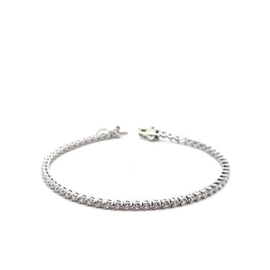 Sterling Silver Three-Prong Cubic Zirconia Tennis bracelet