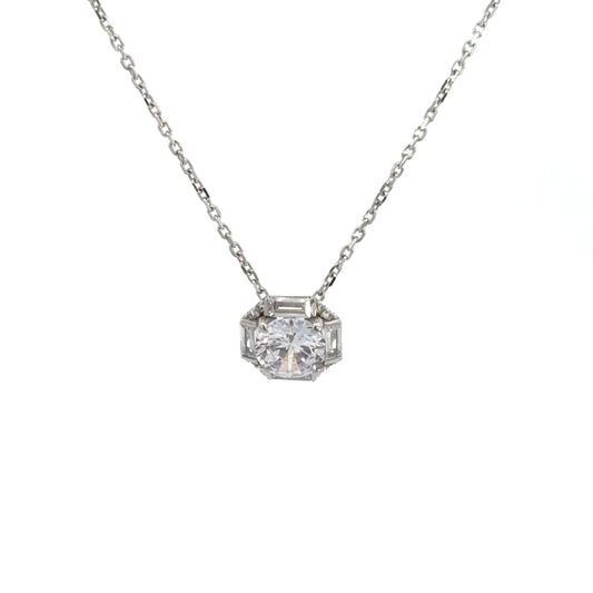 Sterling Silver Cubic Zirconia Art Deco Inspired Necklace