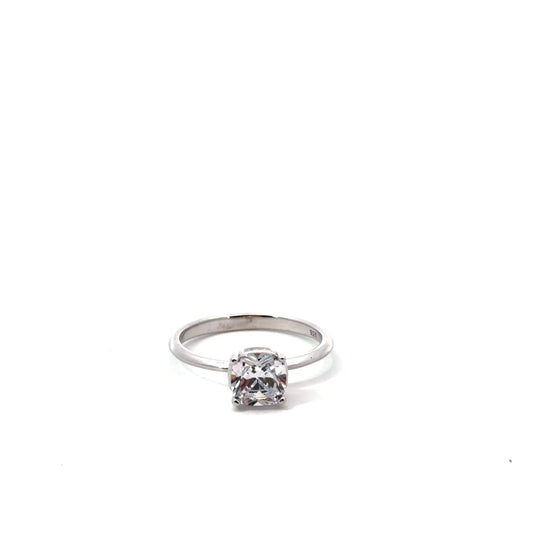 Sterling Silver Solitaire Cushion Cut Ring