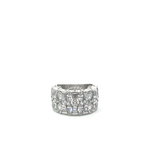 Sterling Silver Multi Stone Cubic Zirconia Ring