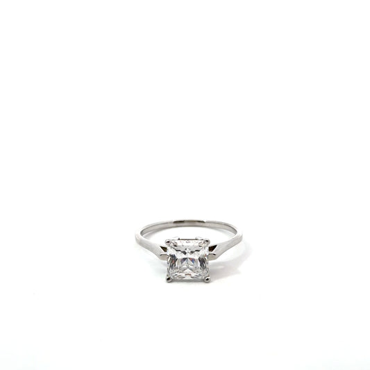 Sterling Silver Princess Cut Engagement Ring