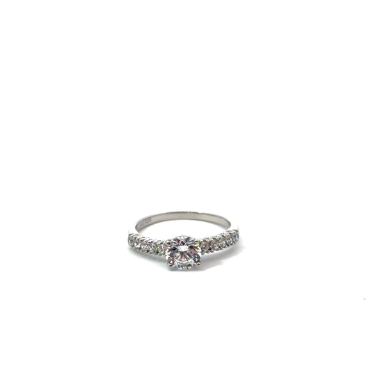 Sterling Silver Pave Encrusted Engagement Ring