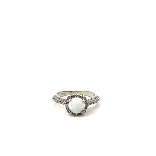 Sterling Silver Round Opal Ring