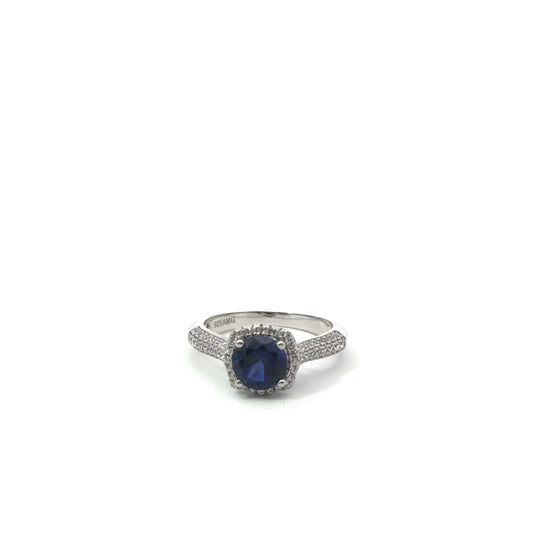 Sterling Silver Sapphire Round Cut Ring
