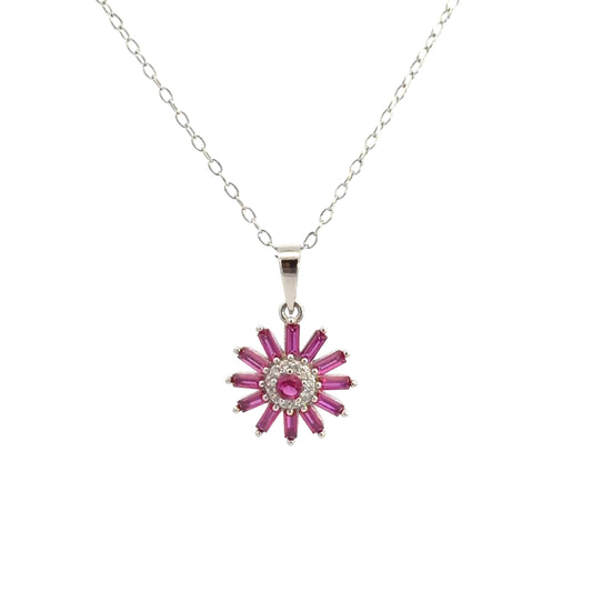 Floral Design Ruby Necklace