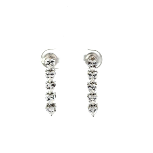 Sterling Silver Heart Shaped Drop Earrings