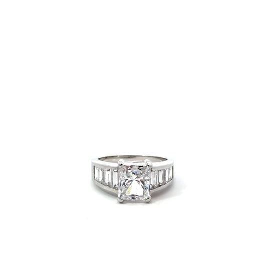Sterling Silver Wide Band Cubic Zirconia Ring