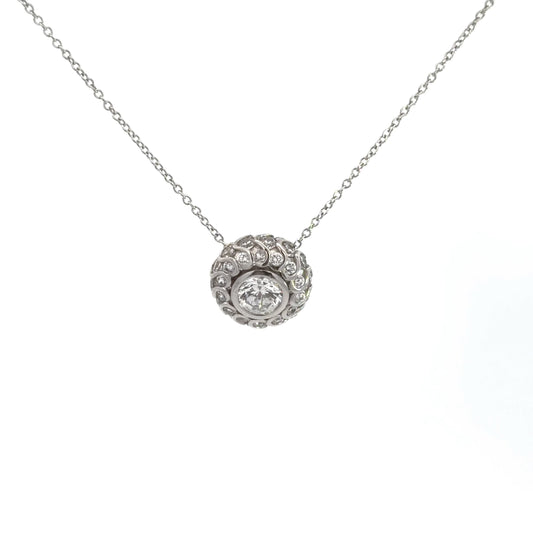 Sterling Silver Round Shape Cubic Zirconia Necklace