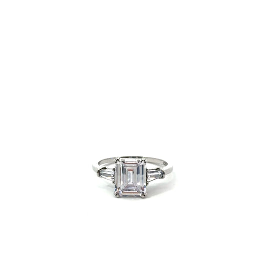 Sterling Silver Three-Stone Engagement Ring