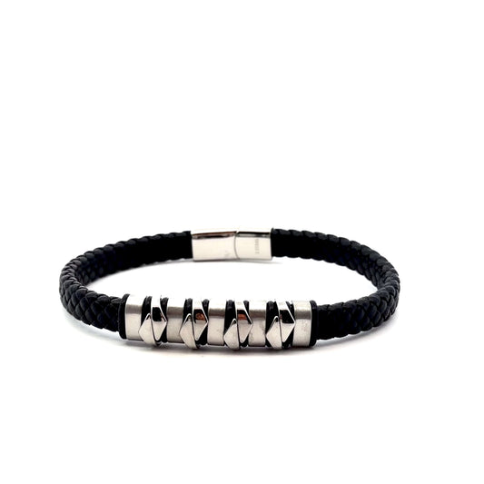 Stainless Steel with Leather Bracelet