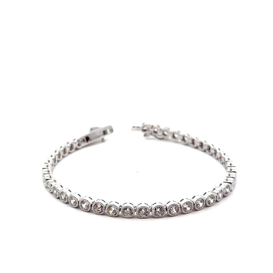 Sterling Silver Filigree Style Tennis Bracelet