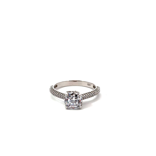Sterling Silver Cathedral Style Engagement Ring