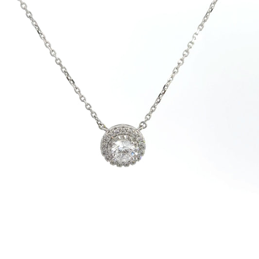 Sterling Silver Round Brilliant Cut Cubic Zirconia Necklace