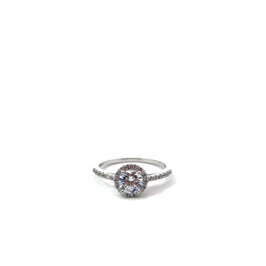 Sterling Silver Round Cubic Zirconia Halo Ring