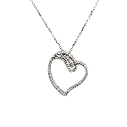 Elegant Twist Open Heart Pendant Necklace